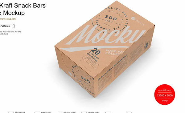 Kraft Snack Bars Box Package Mockup