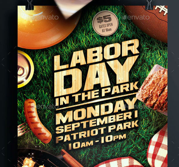 Labor Day Beach and Park Party Flyer Template