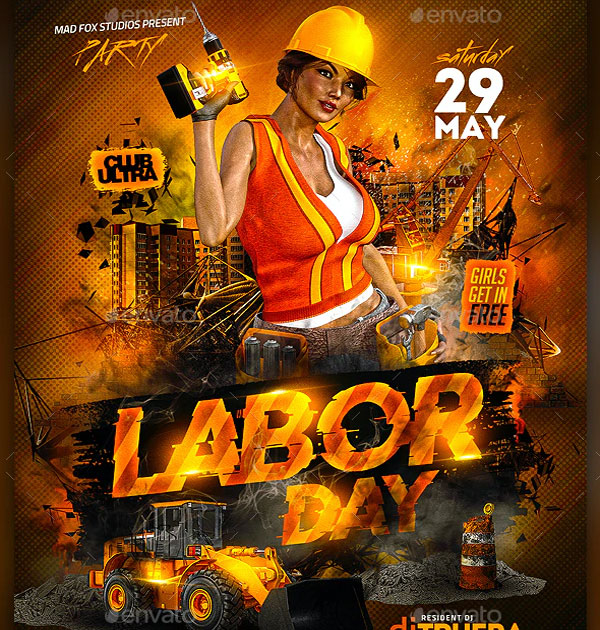 Labor Day Party Event PSD Flyer Templates