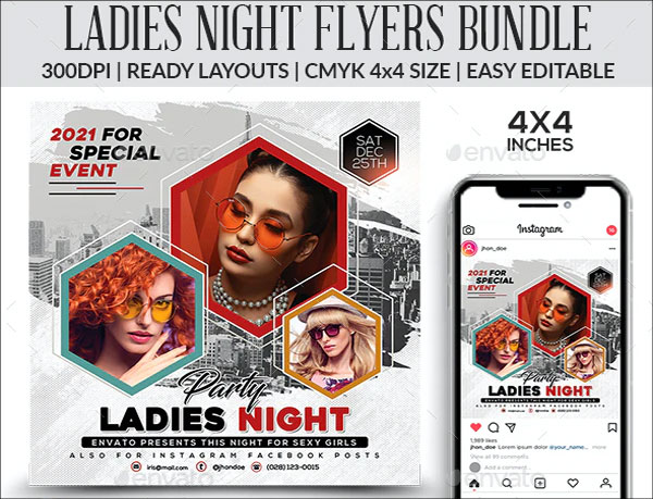 Ladies Night Party Flyer Bundle