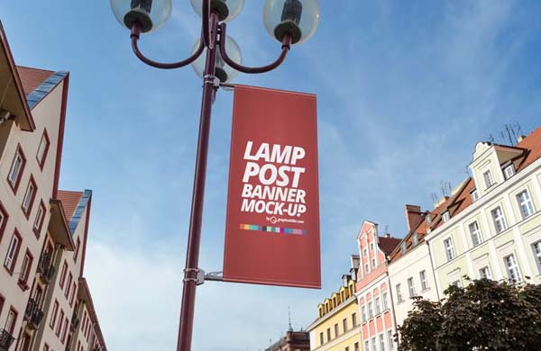 Lamp Post Banner Editable Mockup