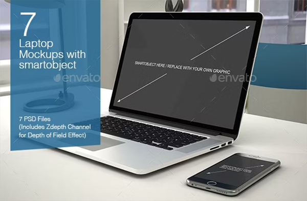 Laptop Mockup 7 Poses