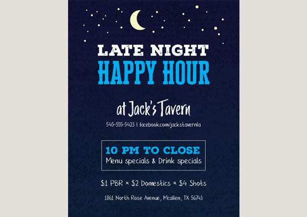 Late Night Happy Hour Flyer