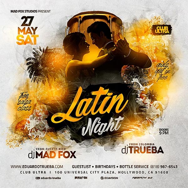 Latin Night Party Flyer Design