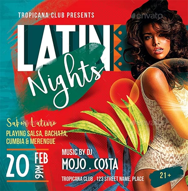 Latin Night Party Flyer PSD Design