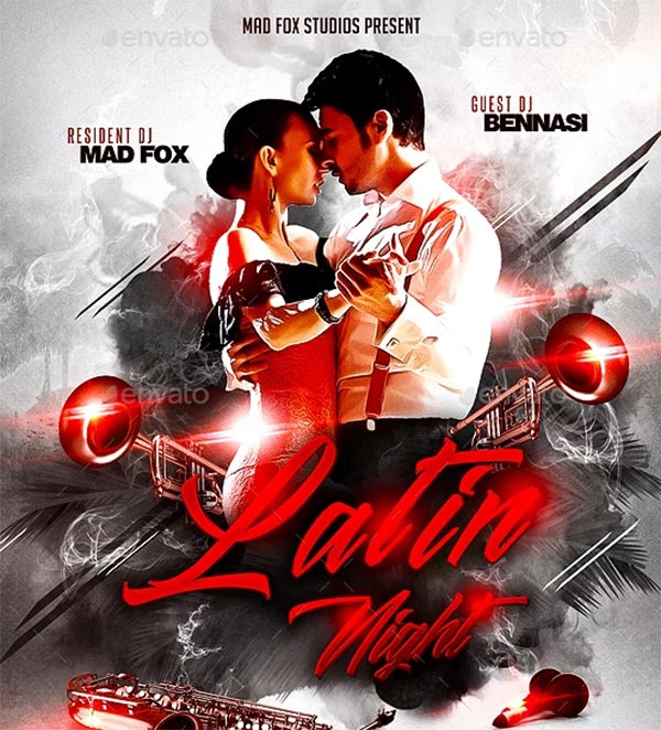 Latin Night Party Flyer PSD Template