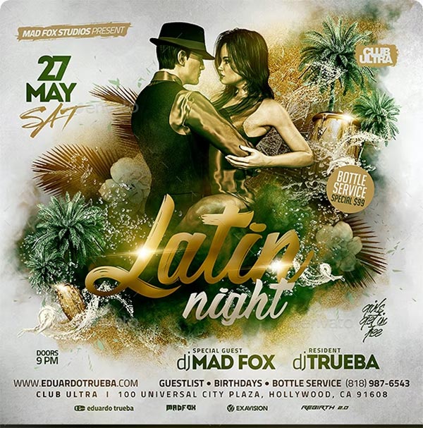 Latin Night Salsa Party Flyer PSD