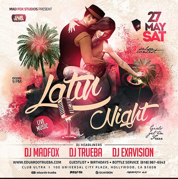 Latin Night Salsa Party Flyers