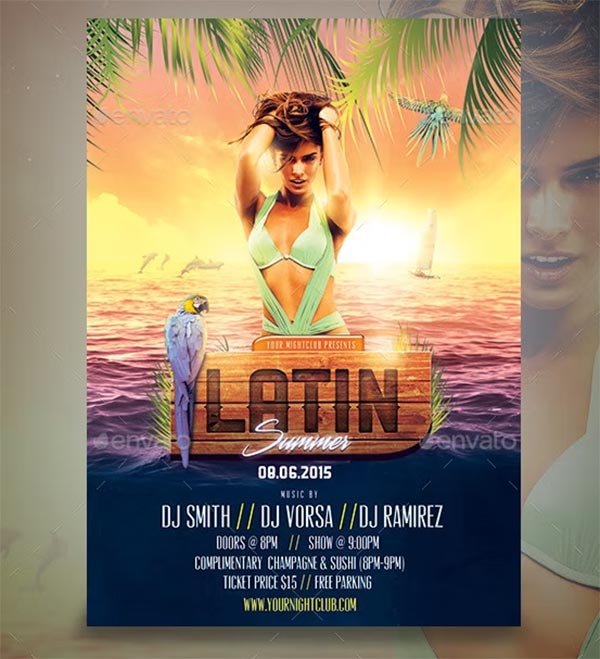 Latin Summer Party Flyer Print Template