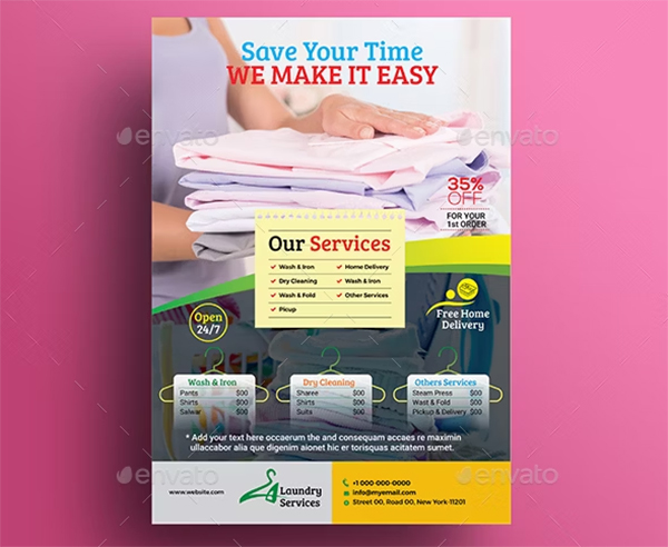 Laundry PSD Flyer Template