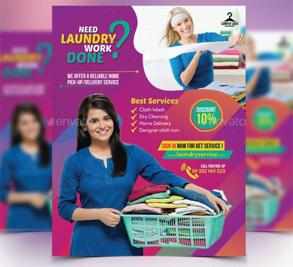 Laundry Service AI Illustrator Flyer