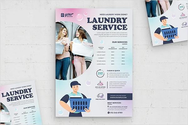 Laundry Service Adobe PSD Flyer Template