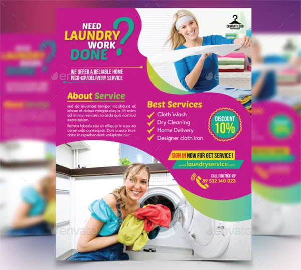 Laundry Service Vector EPS, AI Illustrator Flyer