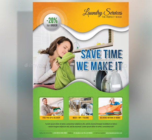 Laundry Services Flyer PSD Template