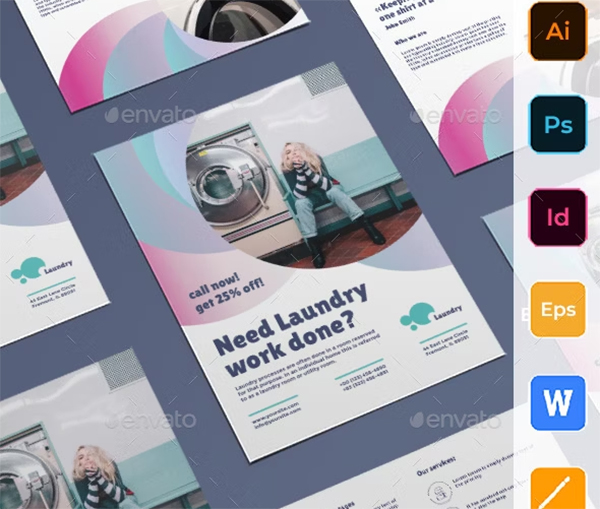 Laundry Vector Flyer Template