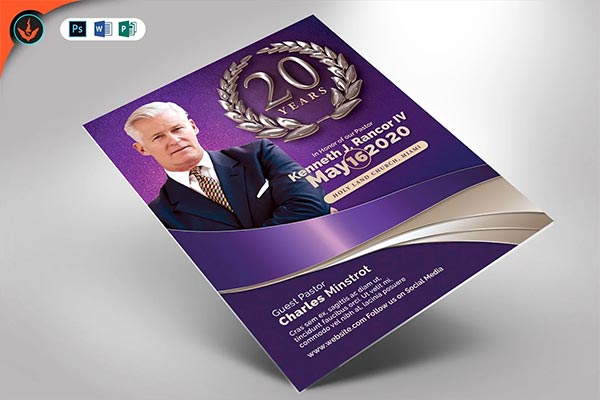 Lavender Pastor's Anniversary Flyers