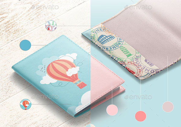 Leather Passport Cover Mockup