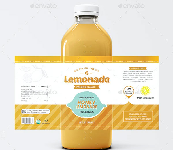 Lemonade Juice Bottle Label Templates