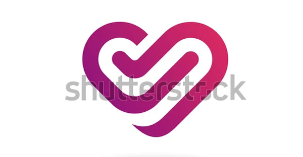 Letter V Heart Symbol Logo