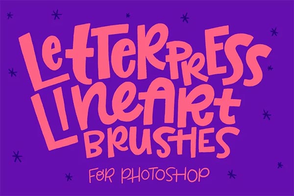 Letterpress Line-art Photoshop Brush