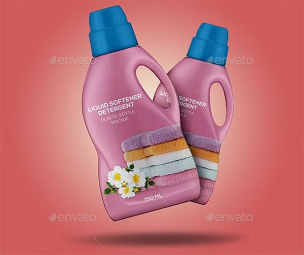 Liquid Softener Detergent Bottle Mockup