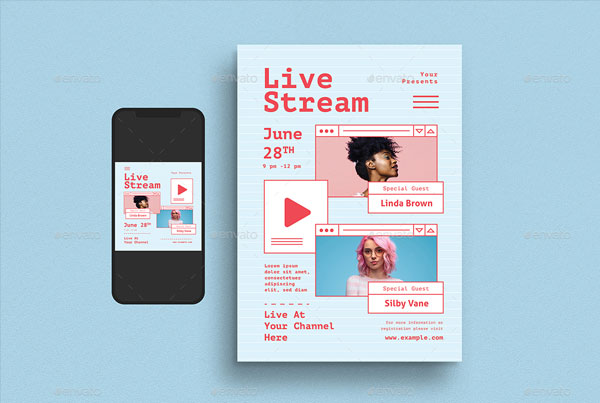 Live Stream Event Flyer Set