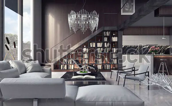 Living Room Interior Design 3D Rendering