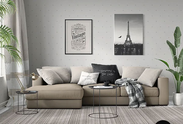 Living Room With Pillows Mockup