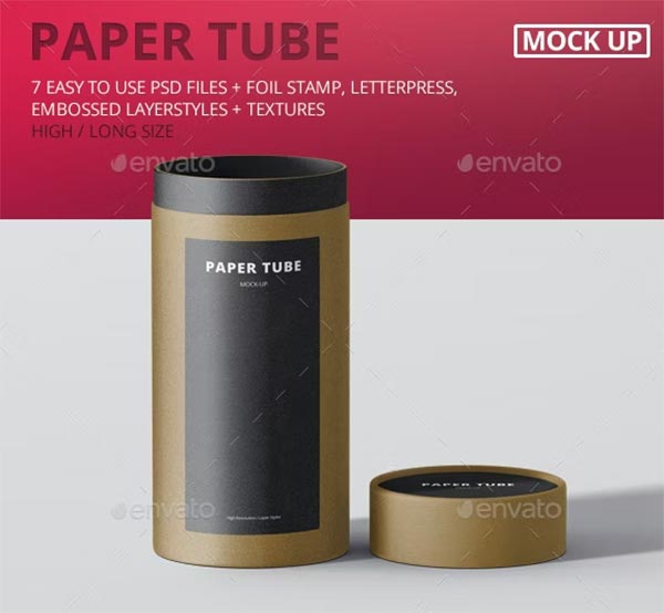 Long Paper Tube Packaging Mock-Up