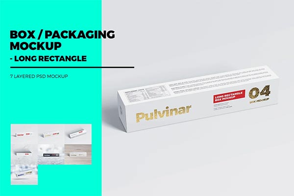 Long Rectangle Packaging Box MockUp