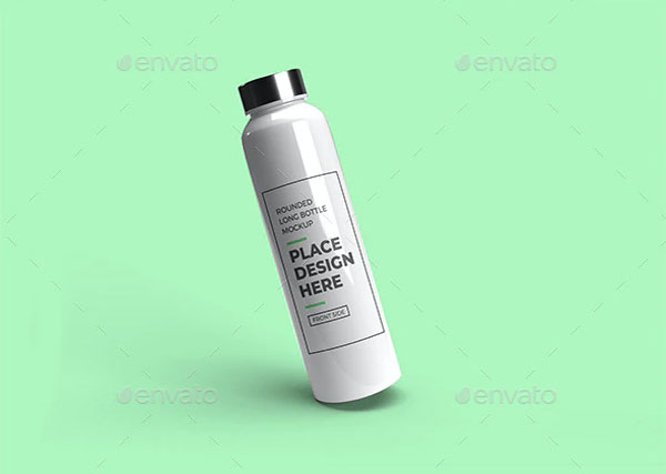 Long Rounded Plastic Bottle Mockup Template