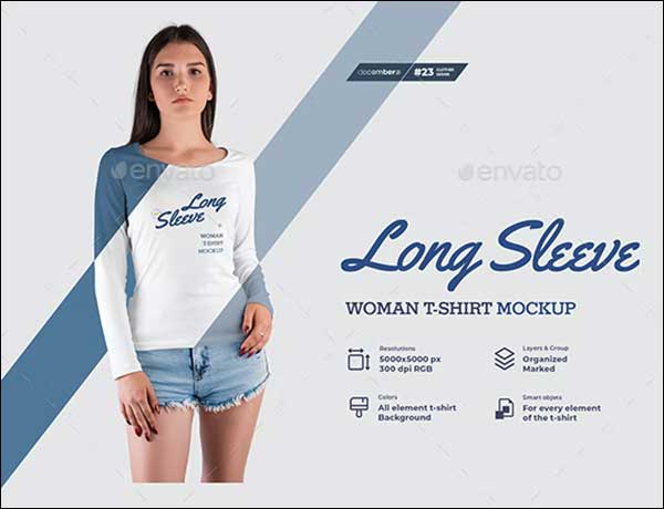 Long Sleeve Woman T-Shirt Mockup