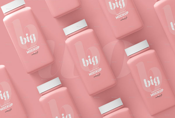 Long Square Pill Plastic Bottle Mockup