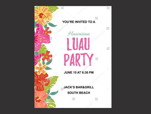 Luau Beach Party Flyer Template