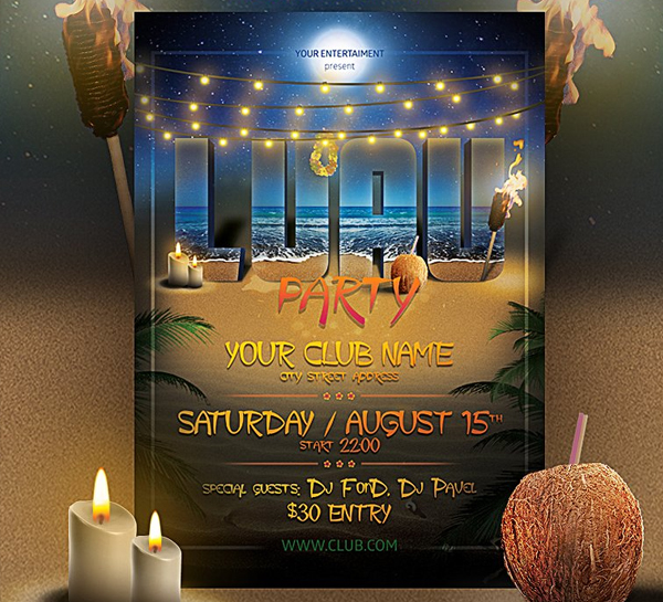 Luau Night Flyer Template