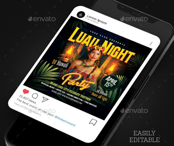 Luau Night Party Flyer Templates Download
