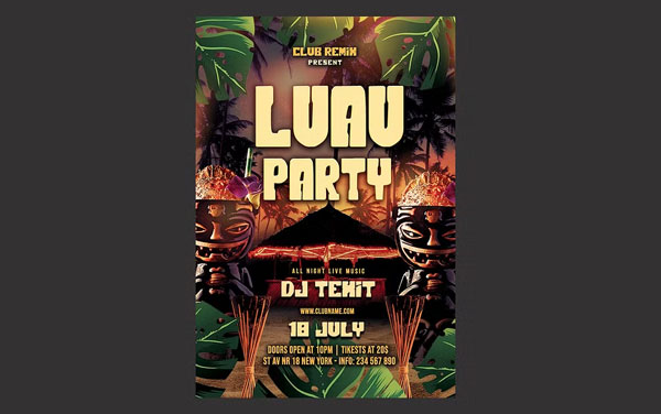 Luau Party Flyer Design Template