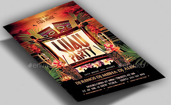 Luau Party Flyer Editable Template Word