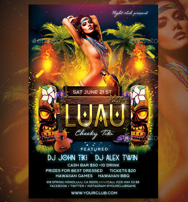 Luau Party Flyer Printable Template