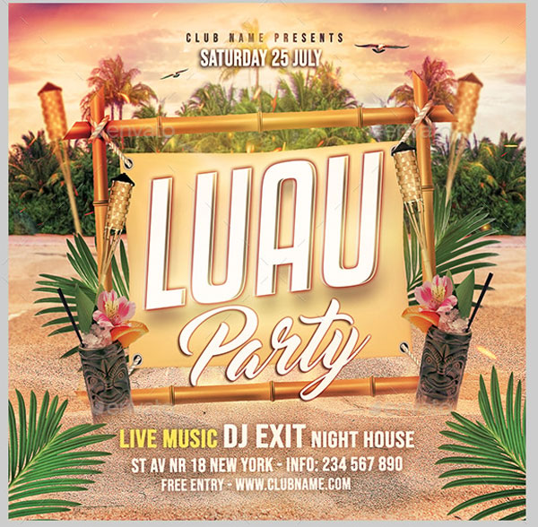 Luau Party Instagram Flyer Template Download