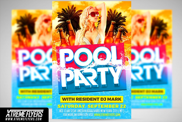 Luau Pool Party Flyer Template