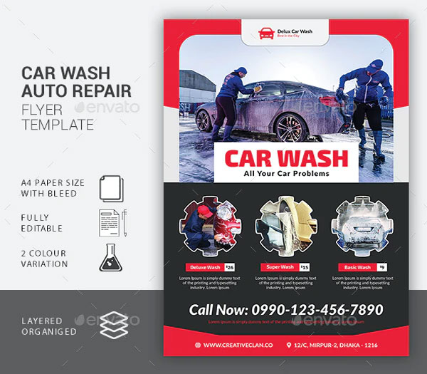 Luxury Car Wash Auto Repair Flyer