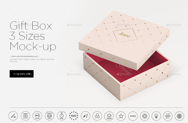 Luxury Gift Box PSD Mockup
