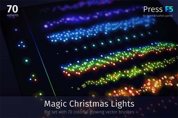 Magic Christmas Lights Vector Brushes Set