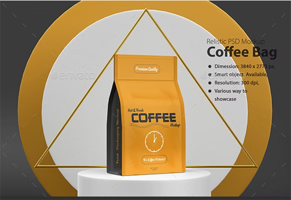 Matte Coffee Bag Mockup PSD Template
