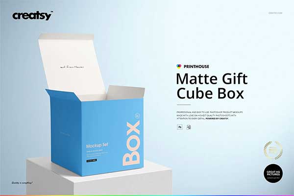 Matte Gift Square Box Mockup Set
