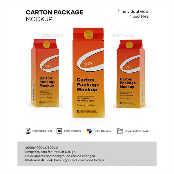 Matte Juice Carton Package Mockup