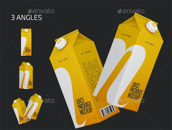 Matte Juice Carton Package Mockups Set