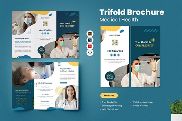 Medical Healthcare Trifold Brochures