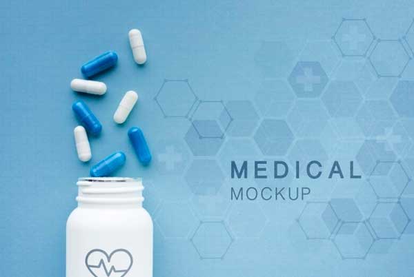 Medical Mockup with Capsules Free Psd